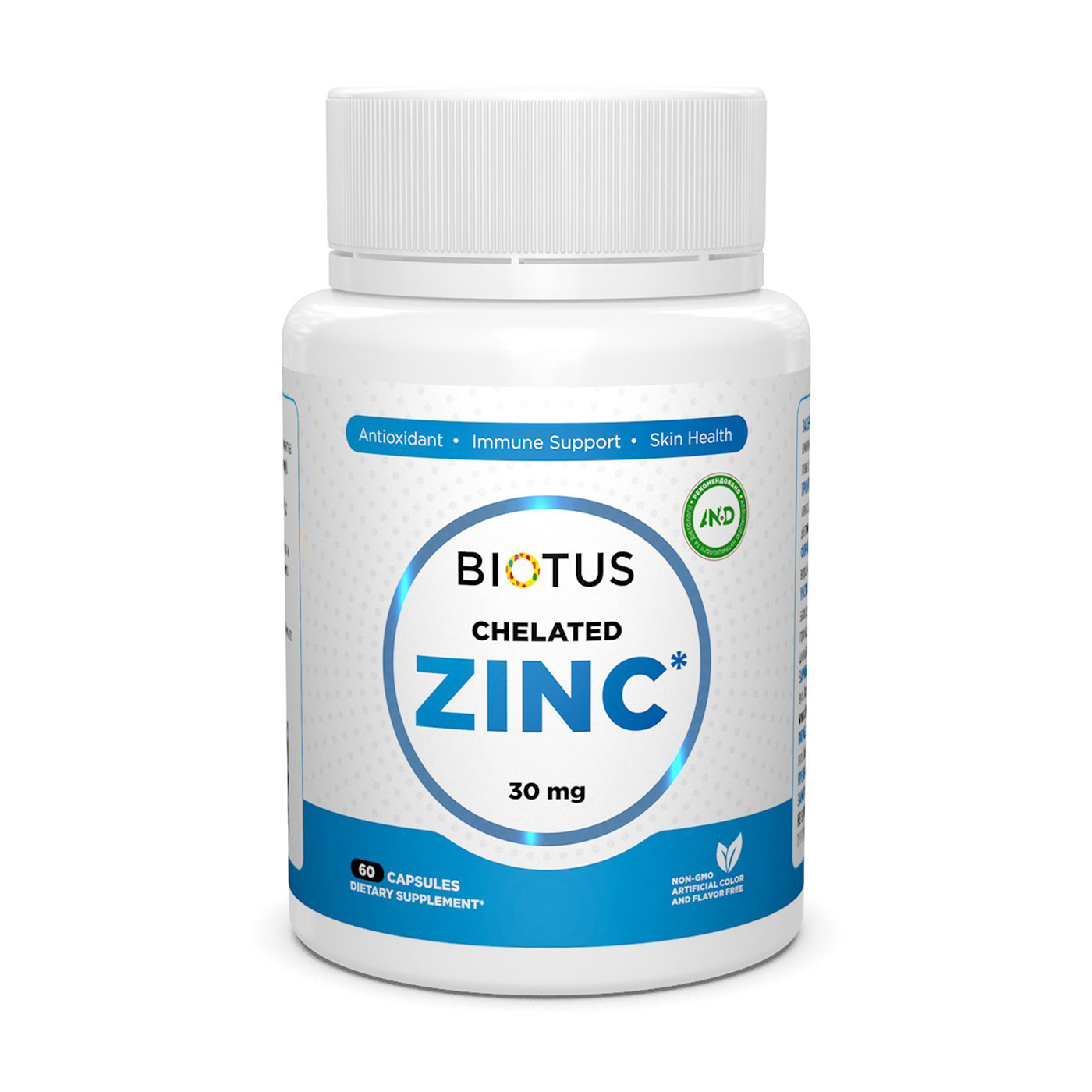 Хелатний цинк Biotus Chelated Zinc, 30 мг, 60 капсул