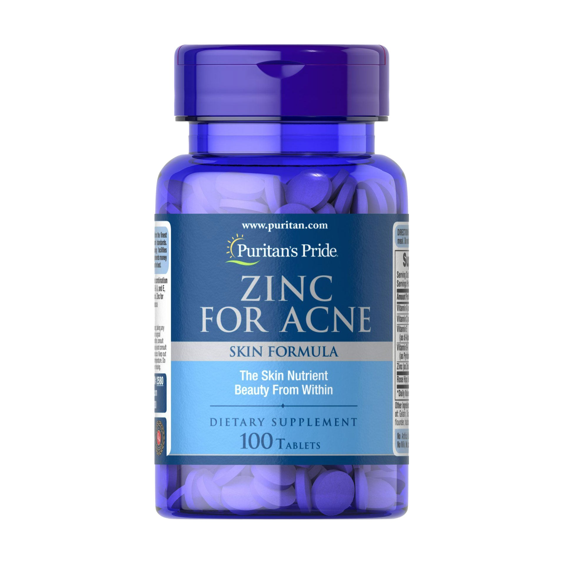 Цинк Puritan's Pride Zinc for Acne проти акне, 100 таблеток